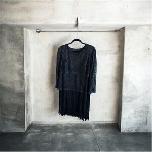 Vintage Serbin lace fringe dress